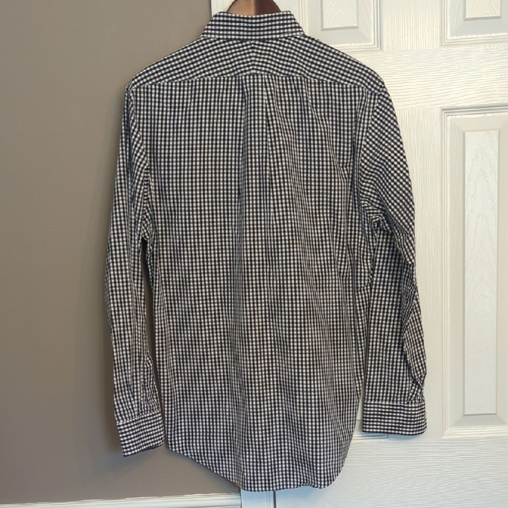Lands' End Men's Black Checkered Button Down Shirt - Picture 3 of 8